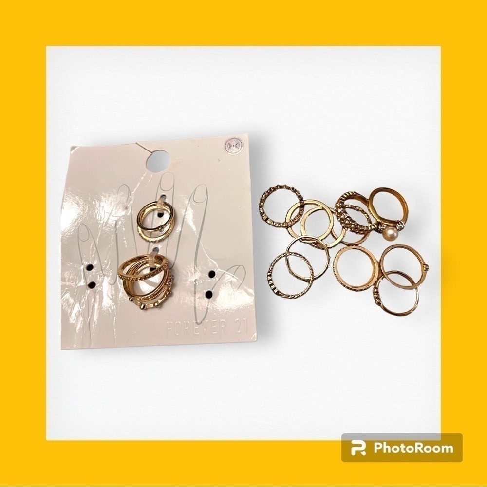 Fashion Rings Lot Gold Tone